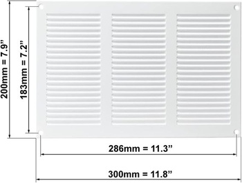 Vetracia mriežka 300x200mm - biela mriežka výfuku s ochranou proti hmyzu mriežka prívodu odpadového