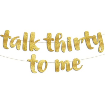 Zlatý třpytivý banner Sterling James Co. Talk Thirty To Me…