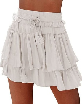 Maxwinee dámská minisukně s vysokým pasem skládaná sukně letní volánová sukně sukně se šňůrkou pro