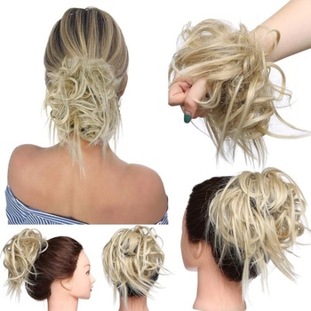 Príčesok drdol kravata s vlasmi rovné strapaté vlasy uzly updos syntetické lacné predlžovanie vlasov