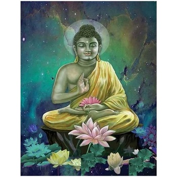 DIY Čtvercový diamantový obraz Buddha Lotus 40 x 50 cm…