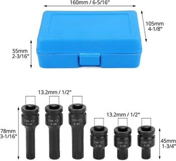 QWORK® 6dielna rázová objímka s vnútornou drážkou M14 M16 M18 1/2
