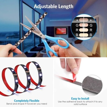 AMIR LED pásik, 2,5M 75LED LED pásik 5050 RGB Fairy Lights, LED svetelný pás s diaľkovým ovládaním,