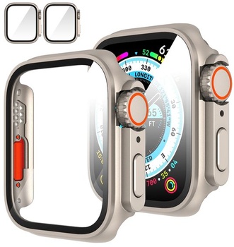 KSKSPE 2-dílné pouzdro pro Apple Watch Series 9/8/7/6/5/4/SE 2/SE ochranné pouzdro z tvrzené fólie,