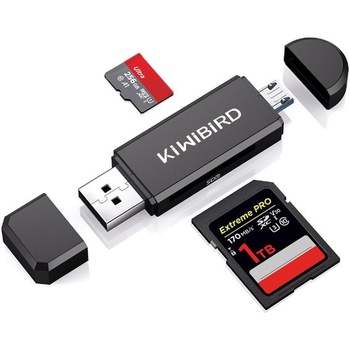 KiWiBiRD SD čtečka Micro SD karet, USB 2.0 čtečka karet, Micro USB OTG adaptér paměťových karet pro