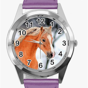 Dětské hodinky fialové s koněm TAPORT
