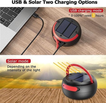 GlobaLink LED kempingová lampa skládací solární kempingová svítilna powerbanka se 2 způsoby