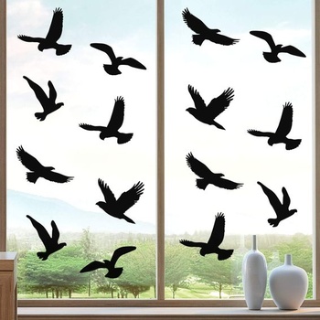 Boao Balení 20 velkých antikolizních samolepek na okna samolepky na okna ve tvaru ptáka samolepky