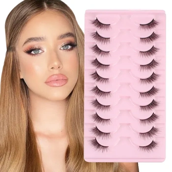 Parriparri polovičné riasy 10 párov umelé riasy Cateye Natural 3D riasy pre mačky Ľahké umelé riasy