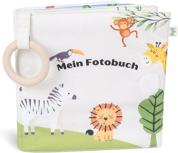 Petinard Label fotoalbum bábätko fotokniha z biobavlny Aj s hryzacím krúžkom a príveskom ako