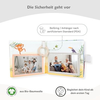 Petinard Label fotoalbum bábätko fotokniha z biobavlny Aj s hryzacím krúžkom a príveskom ako