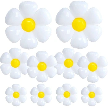 10 fóliových balónikov Daisy, Daisy Balloons, White Flower…