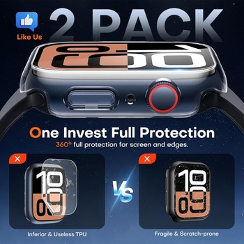 TAURI 2 Pack Apple Watch 10 42mm puzdro, ultratenké PC puzdro, plná ochrana, Apple Watch 42mm