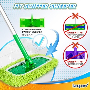KEEPOW 2 utierky na podlahu pre mop Swiffer na mokré podlahy, opakovane použiteľné pre utierky na
