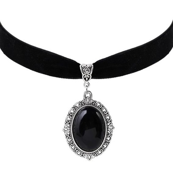 Moguri® Gothic Vintage viktoriánsky náhrdelník s obojkom, náhrdelník s obojkom, čierny zamat,