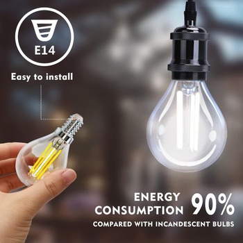Vláknová LED žiarovka Aigostar E14 studené svetlo 6500K, 4W ekvivalent 40W, 470 lúmenov, uhol