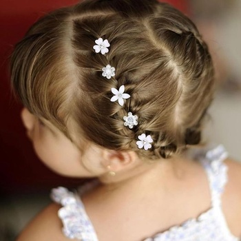 Mezrkuwr 20ks White Small Flower Sponky do vlasů, Mini roztomilé kamínkové kovové jehlice do vlasů