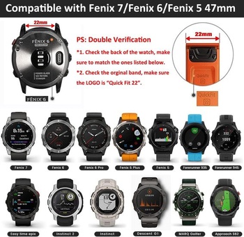 ANBEST 22mm nylonový popruh pre Garmin Fenix 7 Pro/6 Pro/Fenix 8 47mm popruh, slučkový suchý zips