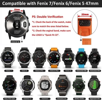 ANBEST 22mm nylonový popruh pro Garmin Fenix 7 Pro/6 Pro/Fenix 8 47mm popruh, smyčkový suchý zip