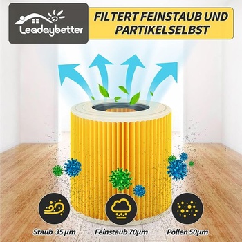 Balení 2 ks filtračních vložek pro Kärcher Premium WD3 WD2 MV2 MV3 WD 3P, WD 3.200, WD 3.500 P, SE