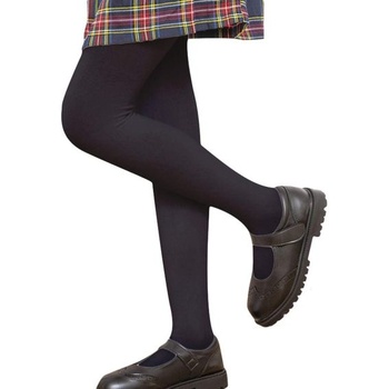 LOLANTA Dívčí zimní punčochy Silné fleece podšité elastické měkké punčochy Školní uniforma Černá L