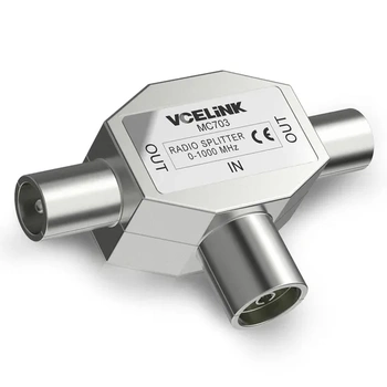 VCELINK 2-cestný anténní rozvaděč, anténní kabelový rozvaděč, T-adaptérový rozvaděč, 2x koaxiální