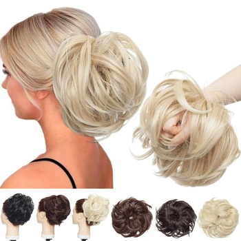 SEGO Hair Extensions Updo Hairpiece Drdol do vlasov [veľký-80g] OBJEMNÝ Messy Wavy 24T613 Ash Blonde