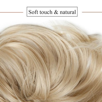 SEGO Hair Extensions Updo Hairpiece Drdol do vlasov [veľký-80g] OBJEMNÝ Messy Wavy 24T613 Ash Blonde