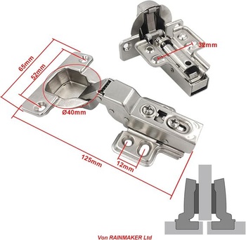 LOOTICH 95stupňový středový doraz 40 mm hydraulický pant s tlumením tlustý dveřní závěs panty pro