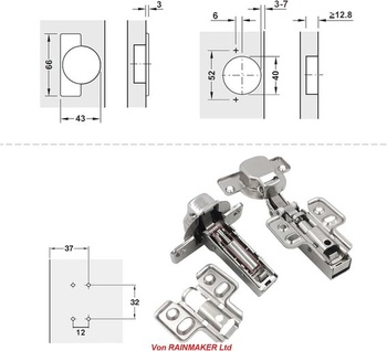 LOOTICH 95stupňový stredový doraz 40 mm hydraulický pánt s tlmením hrubý záves dverí