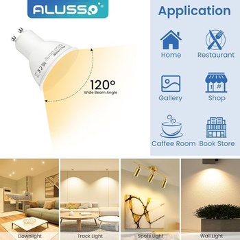 ALUSSO LIGHTING GU10 LED žárovka, 7W teplé bílé světlo 3000K, Nahrazuje 70W halogenové žárovky, 560
