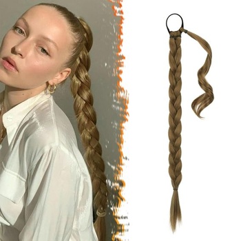 BARSDAR 76cm dlhý pletený cop predlžovací elastický rovný zavinovací vrkoč Predlžovanie vlasov