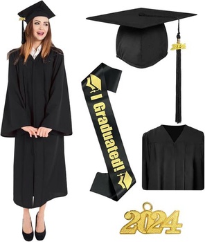 Raveparty Graduate Talar s klobúkom, promočný talár, promočný talár, doktorandský klobúk, Akademický