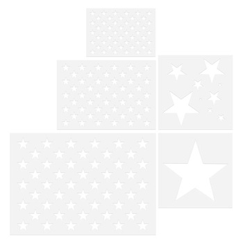 KINBOM Balení 5 hvězdicových šablon na malování, Plastové hvězdicové šablony na zeď v různých