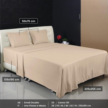 Utopia Obliečky 4dielna sada prestieradla 135x190 cm, béžová - polyesterové mikrovlákno, 1