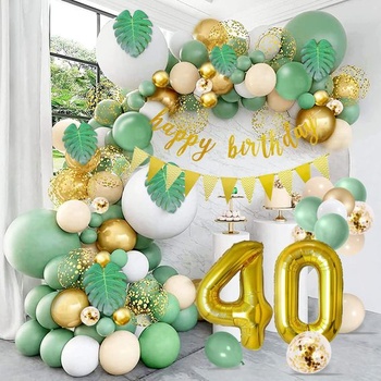 dekorace k 60. narozeninám zelený šalvějový balónek girlanda narozeninová dekorace 60. narozeninám