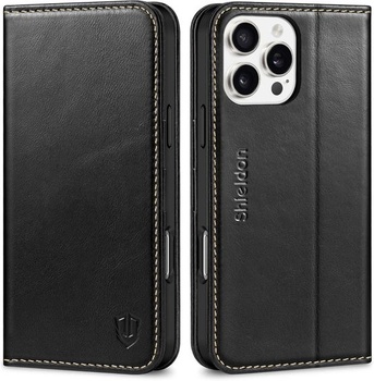 Púzdro SHIELDON pre iPhone 16 Pro Max, ochranné púzdro [Originálna koža] [Slot na kartu] [Funkcia