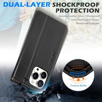 Púzdro SHIELDON pre iPhone 16 Pro Max, ochranné púzdro [Originálna koža] [Slot na kartu] [Funkcia
