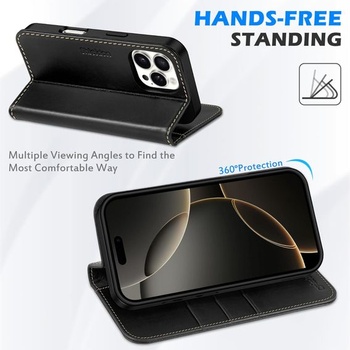 Púzdro SHIELDON pre iPhone 16 Pro Max, ochranné púzdro [Originálna koža] [Slot na kartu] [Funkcia