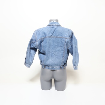 Dámska džínsová bunda modrá bez kapucne