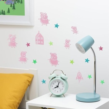 Samolepky na stenu Peppa Pig Glow in the Dark Oficiálne licencovaná dekorácia do spálne zahŕňa