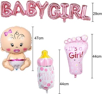 Dětská dekorace na miminko, holčičí balónek, Růžové balónky It a girl, party dekorace s odhalením