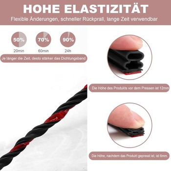Tesniaca páska na tesnenie dverí, samolepiaca 12 mm (Š) x 12 mm (H) / 6 m (D), tesnenie zárubne,