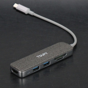 Šedý USB hub s 5 porty Tsupy TP-S04 