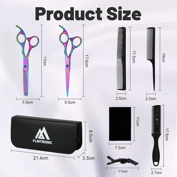 Sada profesionálnych kaderníckych nožníc Flintronic 12PCS, nožnice na vlasy z nerezovej ocele, sada na