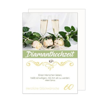 Edícia Seidel Premium diamantová svadobné blahoželania s obálkou. Prianie na diamantovú svadbu s