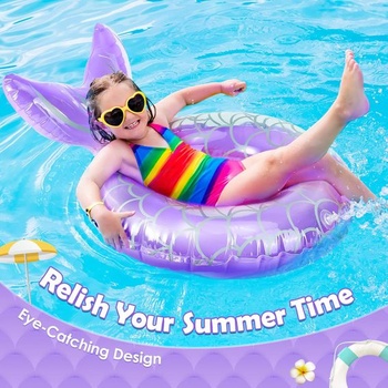 Nafukovací plavecký kruh HeySplash, 1 ks kroužek na plavání ve tvaru mořské panny na pláž u bazénu,