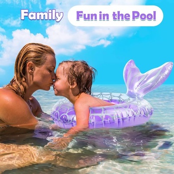 Nafukovací plavecký kruh HeySplash, 1 ks krúžok na plávanie v tvare morskej panny na pláž pri bazéne,