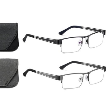 Pánské brýle na čtení Hubeye 2 Pairs Polorámeček ocelový styl s pružinovými panty Brýle proti