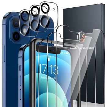 Tvrzené sklo LK 3 + 3 Kompatibilní s iPhone 12 (6,1 palce), 3 x chránič obrazovky a 3 x chránič